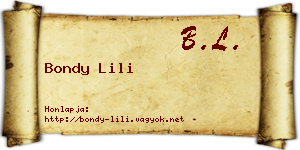 Bondy Lili névjegykártya
